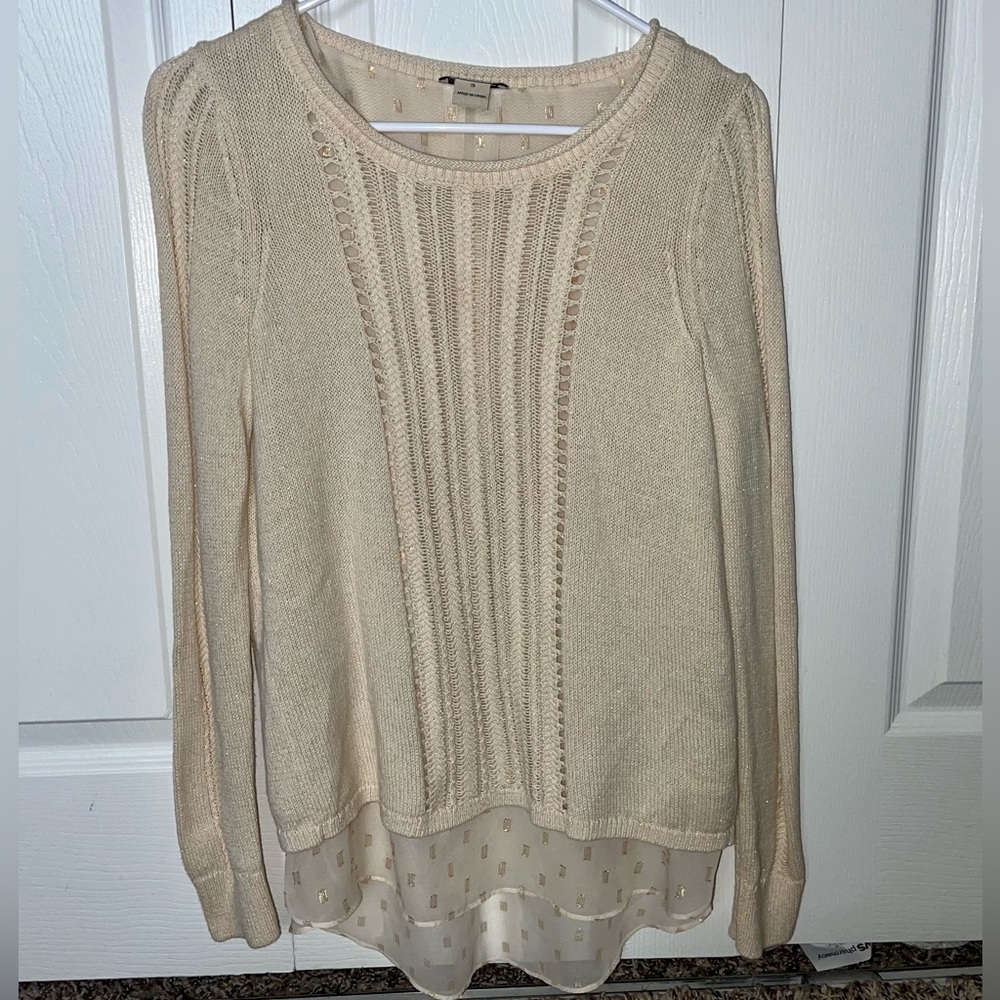 thin sweater with transparent material at the bottom, super comfy